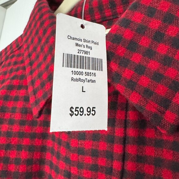 L.L. Bean Men's Chamois Shirt Plaid Red and Black Buffalo Check Mens L - Picture 3 of 3